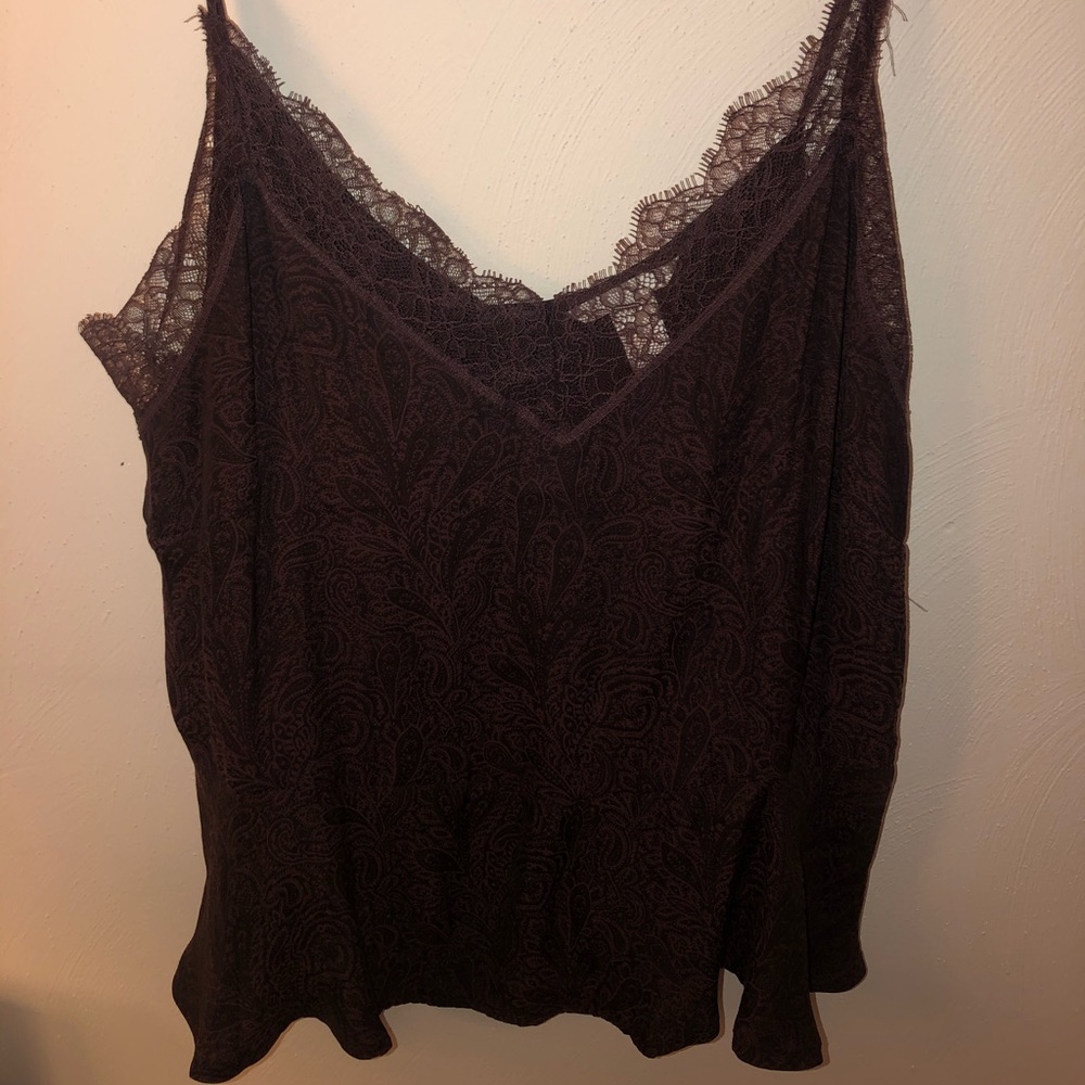 Burgundy laced tank top